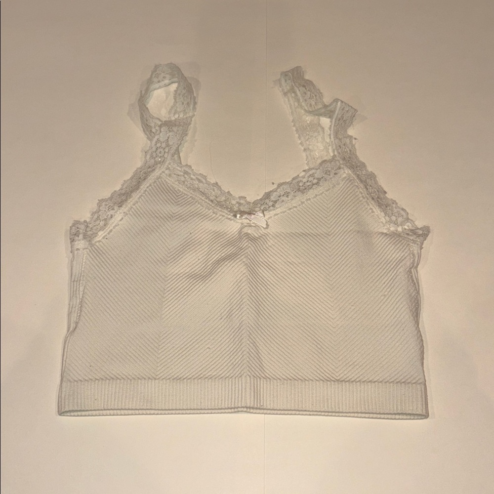 Urban Outfitters Cream Lace Trim Crop Top